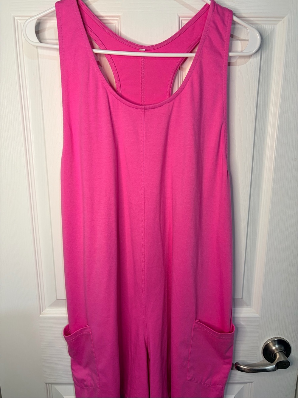 Women’s Hot Pink Sleeveless Jumpsuit with Pockets